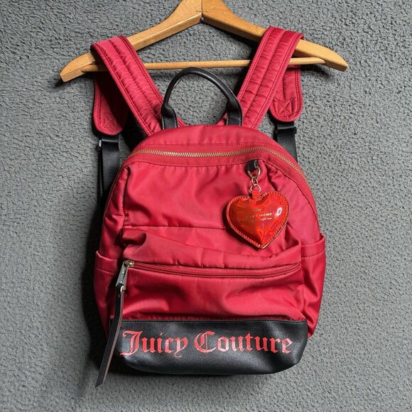 Juicy Couture Backpack Mini Red Heart Hardware Pockets Y2K Cyber